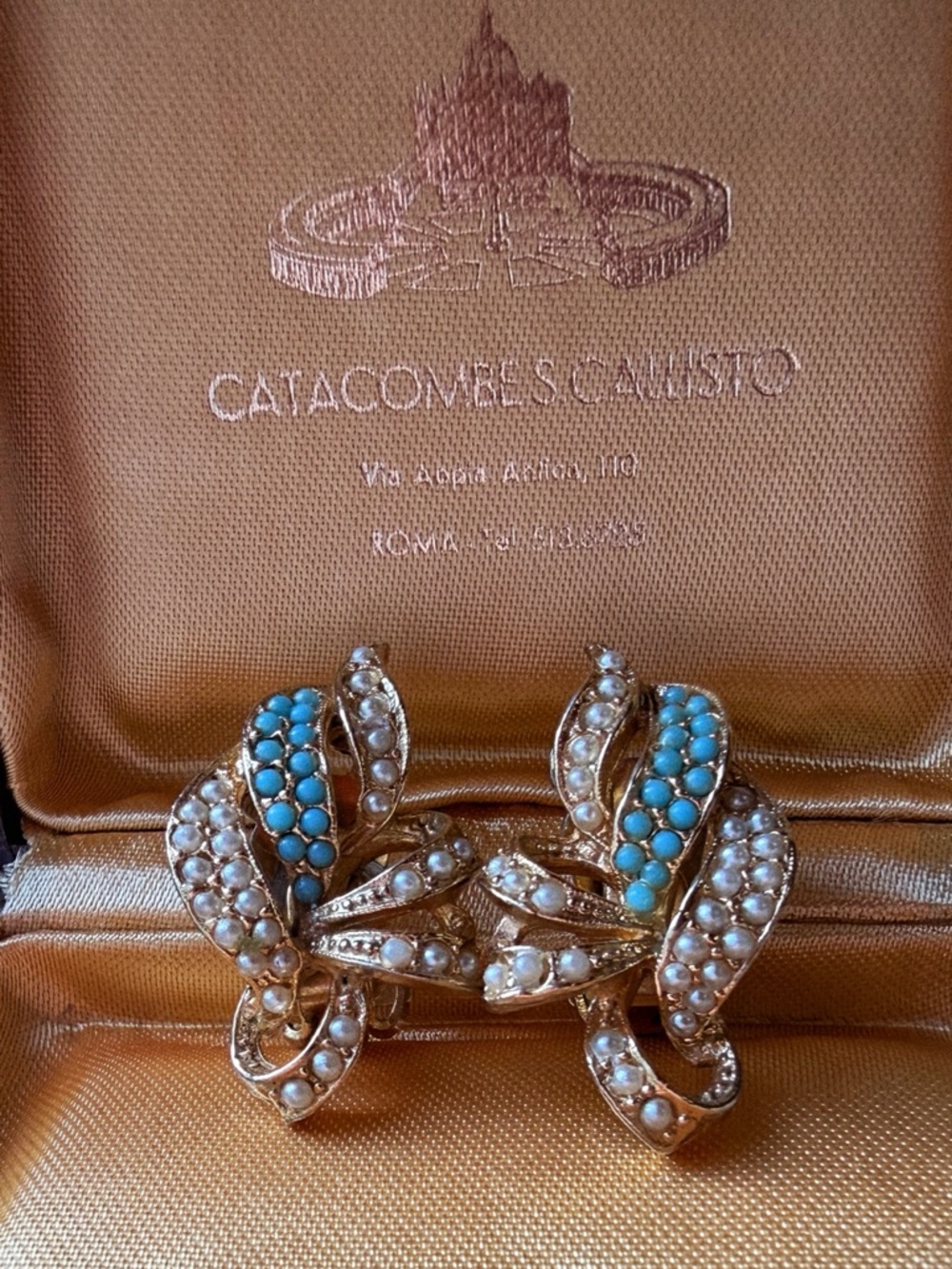Vintage ART Arthur pepper Faux pearl turquoise earrings